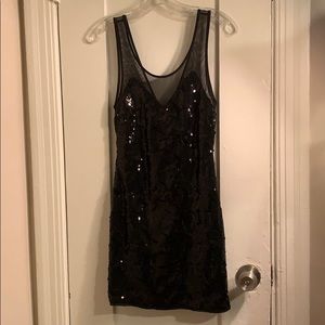 Elegant & sexy bodycon black sequin mini dress